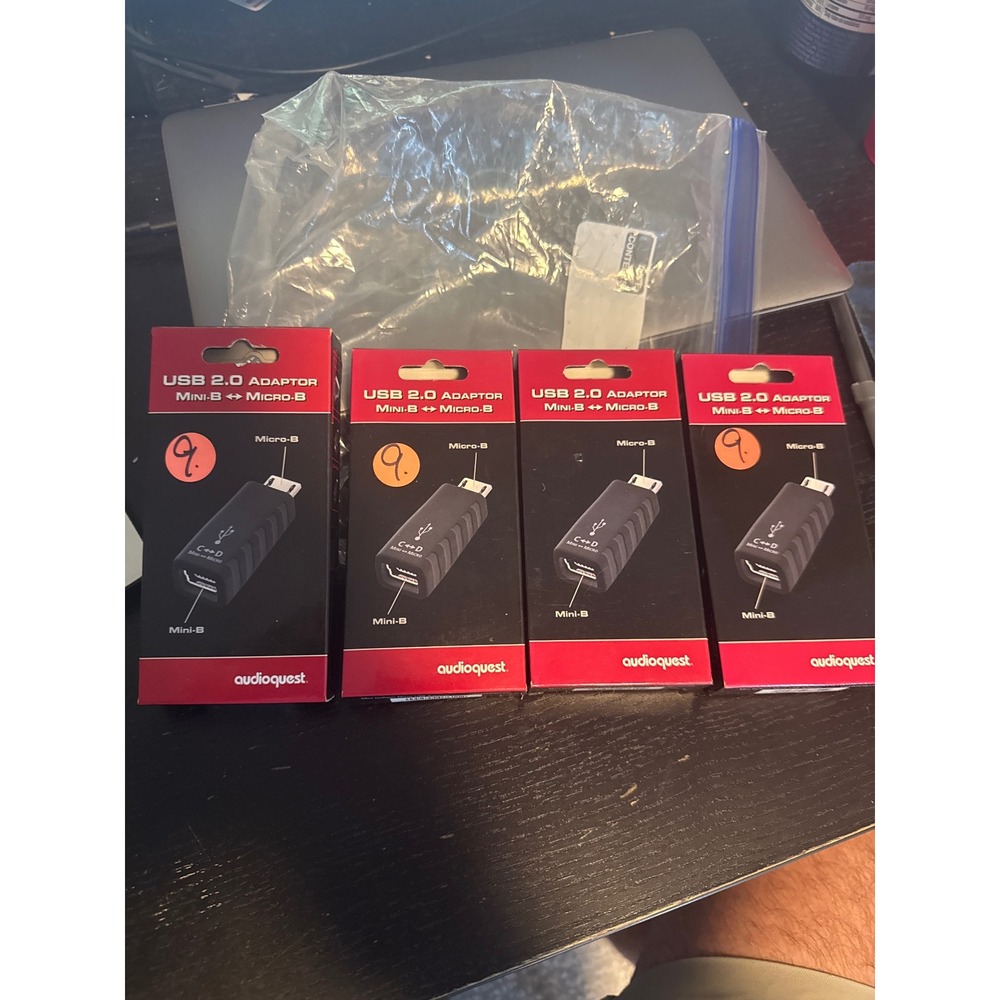 AudioQuest USB 2.0 Adaptor Mini-B to Micro-B Converter Black 4 Pack Lot